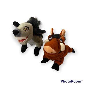 Disney Store The Lion King Banzai Hyena & Pumbaa Warthog 8" Plush Stuffed Animal